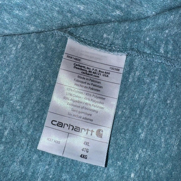 Carhartt Loose Fit Short Sleeve Shirt Green Blue Color Size 4XL - Picture 4 of 4